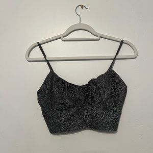 Wild Fable Black Sparkly Crop Top and Flared Jeans Set | Size: XS